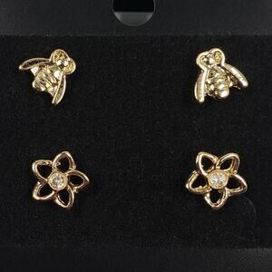 5/10 NWT 2 pair of fun fashion bee and flower earrings